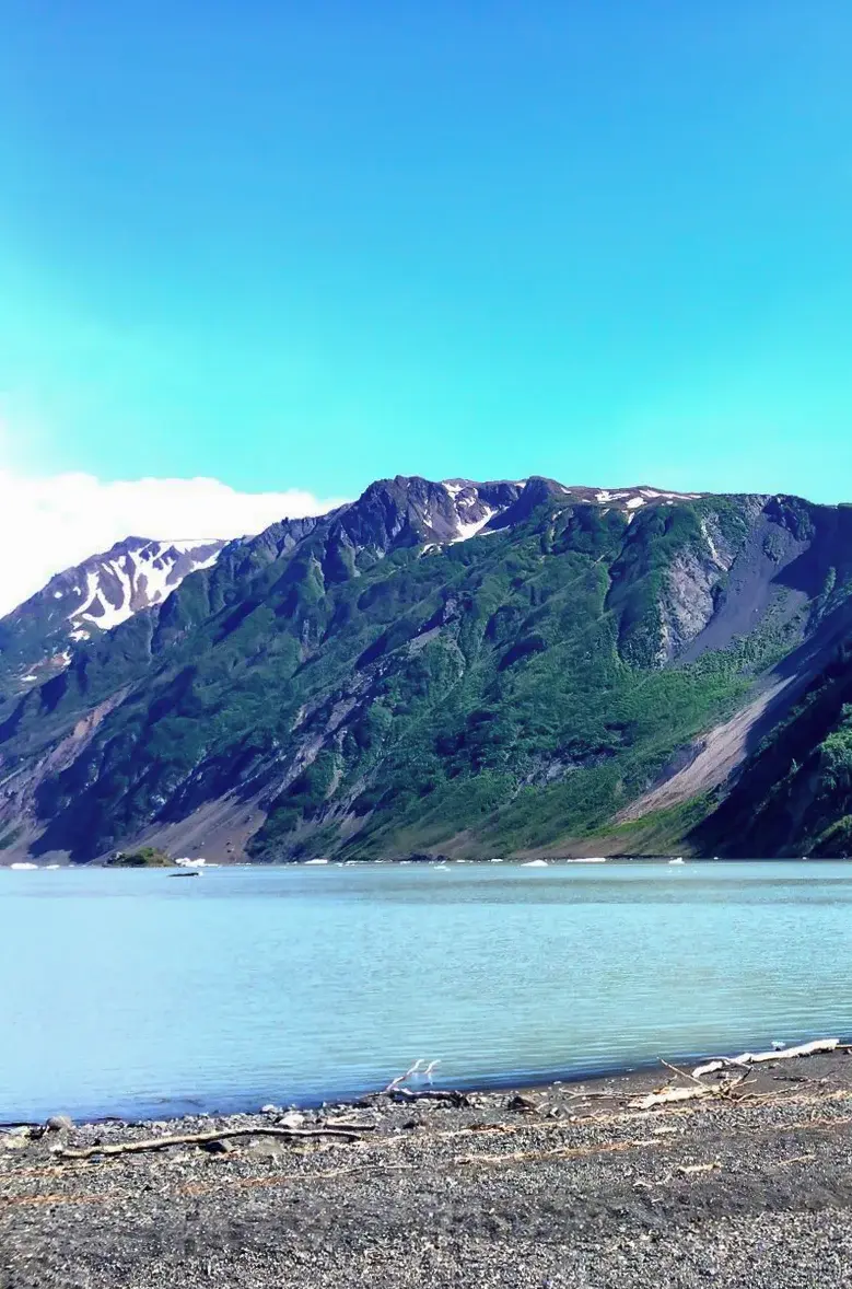 beach shore of glacier lake